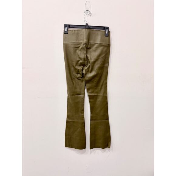SPRWMN High Waisted Skinny Fit Leather Ankle Flare Pants Moss Green Women's XS - Picture 4 of 6